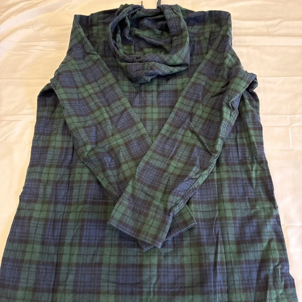 L.L. Bean Scotch Plaid Traditional Fit Flannel  Unisex M Blue/Green Pullover